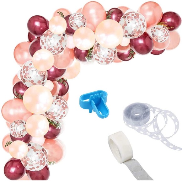 Other - 🥳🆕 Balloon Garland Kit, Burgundy, Rose Gold, Peach Pearl & Rose Gold Confetti